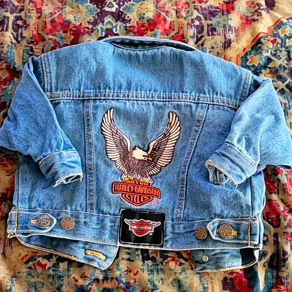 Vintage Harley Davidson baby Jean jacket